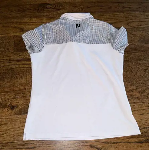 FootJoy Women's Lisle Dot Print Yoke Polo- White size small