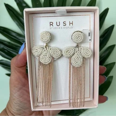 Rush Faux Pearl Cluster Drop Earrings NWT