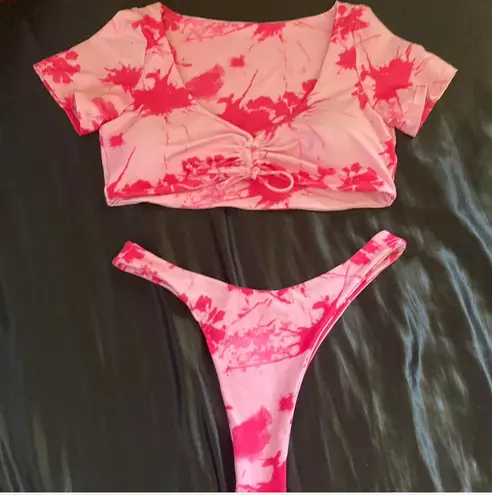 Sunny Bunny Swim Co Sunny Bunny pink tie-dye bikini set