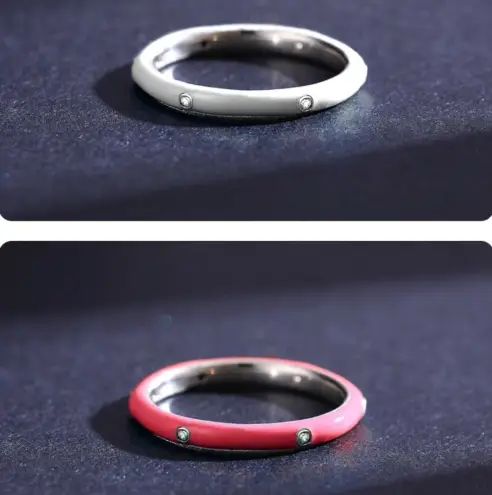 Boutique NEW Unisex White Ceramic Pave Diamond Sterling Silver Band Ring, Size 6