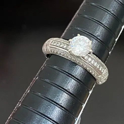 Vintage 925 AM Signed Sterling Silver CZ Solitaire Engagement Ring Size 7