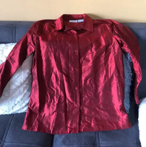 Jaclyn Smith Classic Red Button Down Shirt Medium