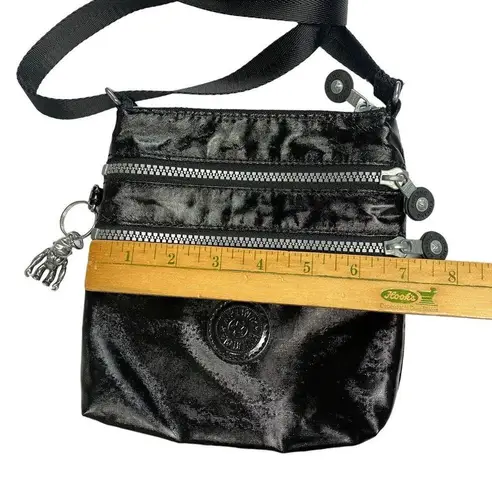 Kipling  Alvar Black Nylon Mini Crossbody Bag Adjustable Strap 2 Front Pocket