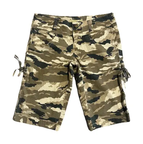 Nori Bermuda Tactical Shorts Womens Juniors Size 3 Brown Black Camo Stretch