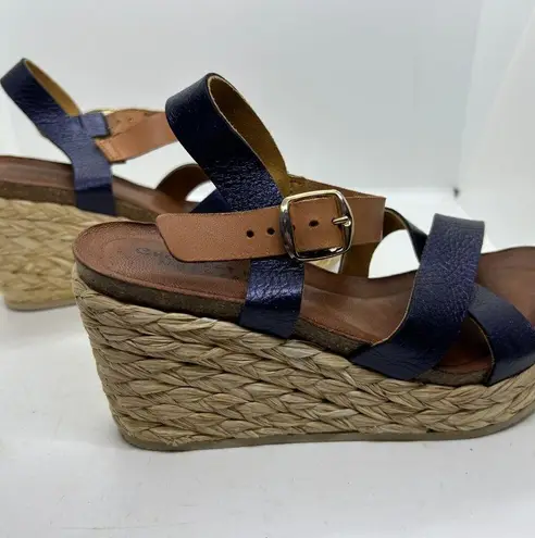 Chocolat Blu Chocolate‎ Blu natural raffia wedges Navy blue. Size 6.5 EUC.