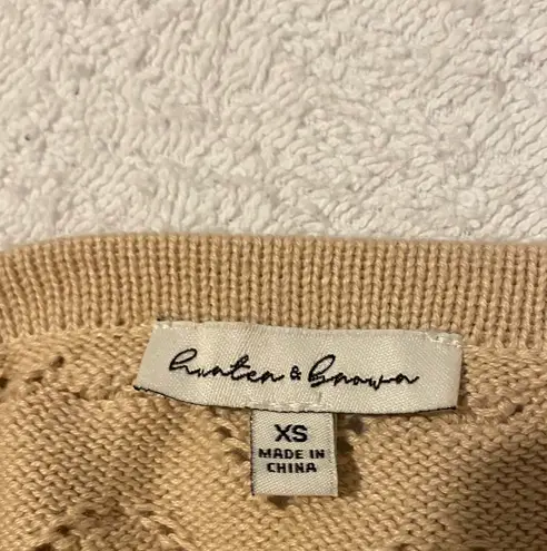 Tan Knit/Crochet Halter Top Size XS