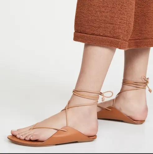 Ulla Johnson Saddle Brown Leather Aidy Lace up Sandals