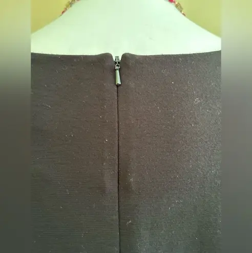 Randy Kemper Black Red A Line Dress Square Neck Long Sleeves Zip in Back SZ 10