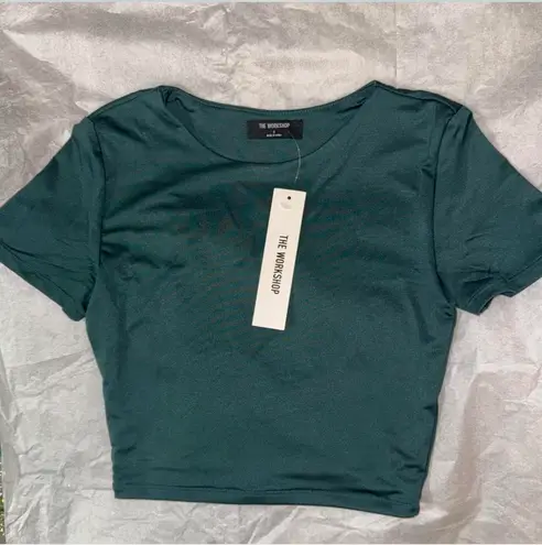 Round Neck Short Sleeve Crop Green