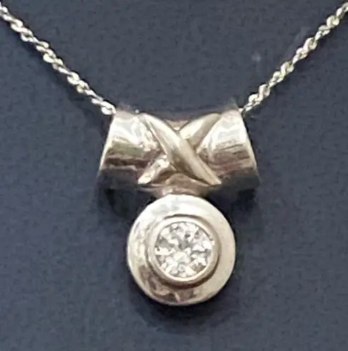 Sterling Silver Vintage 925 CID Clear Solitaire Slider Pendant 3.8g