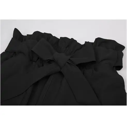 Grace Karin Cropped Paper Bag Waist Pants with Pockets