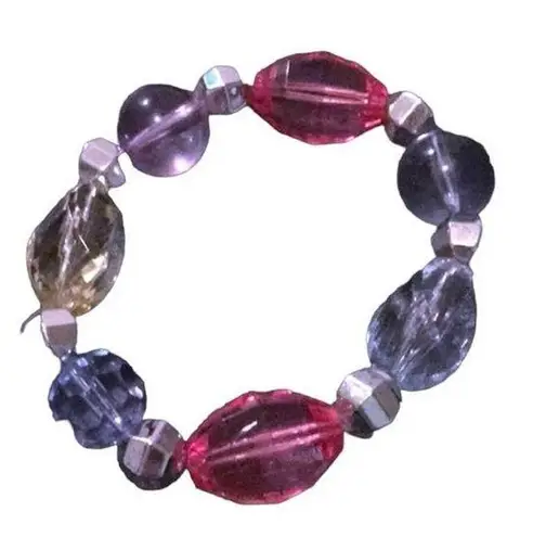 BRACELET STRETCH PINK BLUE CLEAR CHUNKY CHIC