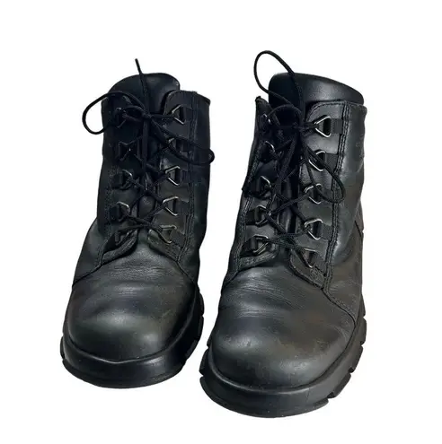 Ecco Gore-Tex 5 Eyelet Latex Sole Outdoor Black Leather Boots Women's Size 6