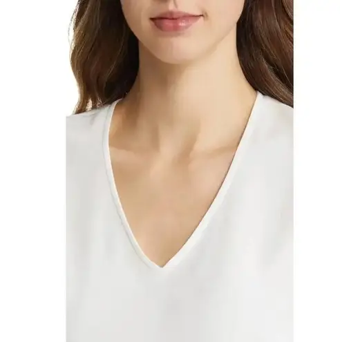 Ming Wang Crepe de Chine Tank Top V Neck Minimalist Lightweight White XS NWT