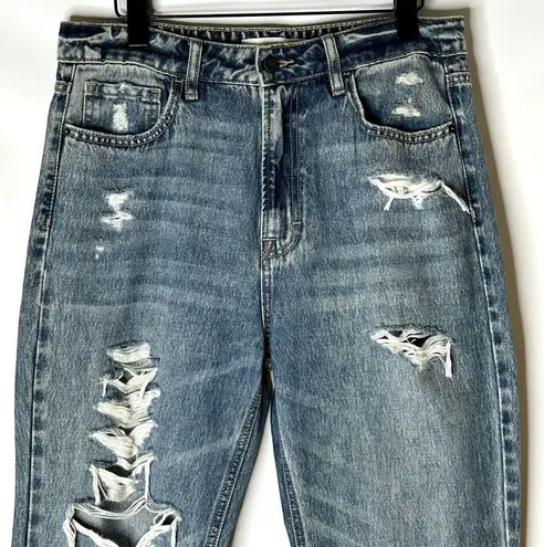 Hidden Jeans Women Wide Leg Boot Cut Blue Jeans 29 Flare Distressed Rock Concert