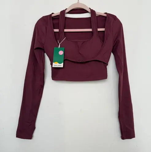 Halara SoftlyZero Halter Thumb Hole Long Sleeve Cropped 2-in-1 Yoga Sport Bra