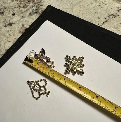 Lot Of 3 Prong Set Rhinestone Holiday Brooch Pins Christmas Tree & An Angel