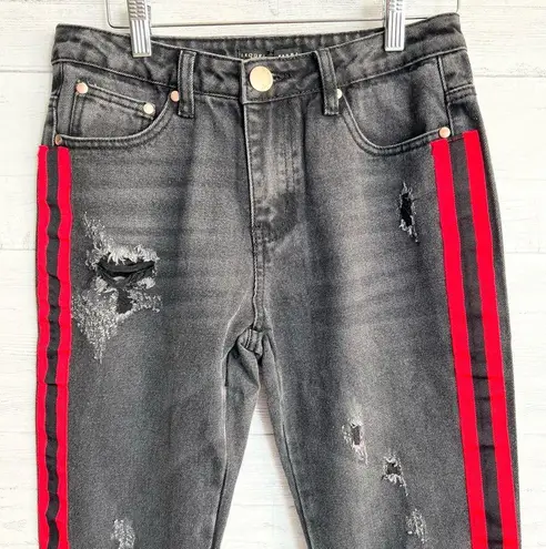 Brooklyn Karma  Distressed Red Racing Stripe Jeans