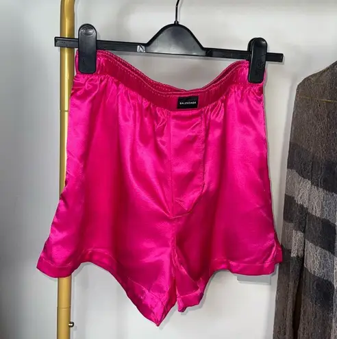 Balenciaga Pink Satin Logo-Patch Shorts Women’s FR 36 US 4