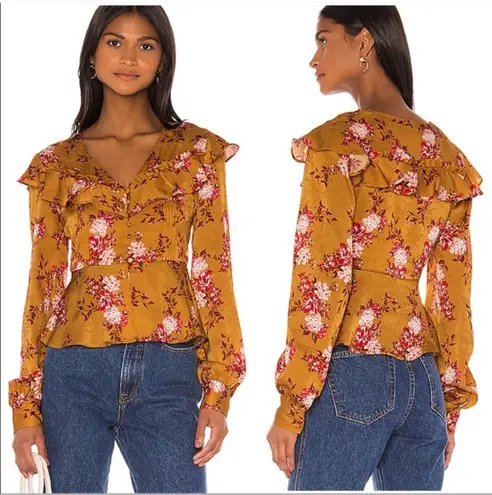 Majorelle Floral Ruffle Blouse