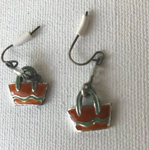 Beach Bag Earrings Retro Beach Ocean Cruise Island