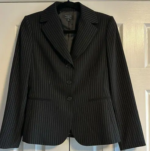 Tahari ASL Women’s Petite Becca Black with White Pink Stripes Blazer Size 4P