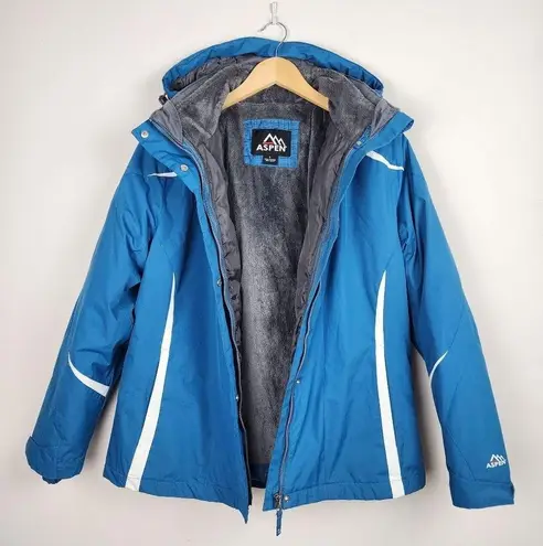 Aspen 3 In 1 Jacket Hooded Parka Removable Inner Jacket Turquoise Size L Blue Size L