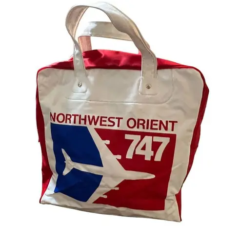 Land O Lakes Butter Tote Bag Live It Up Northwest Orient 747 Zipper Closure Red
