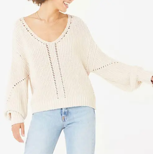 Gentle Fawn Arizona V-Neck Pullover in Cream Size M