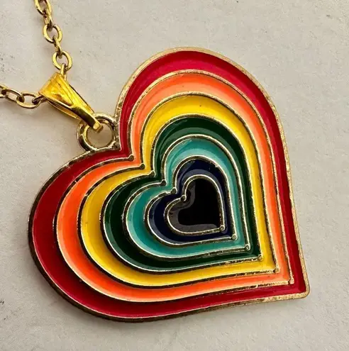 Colorful heart pendant necklace