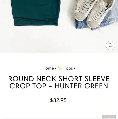 Round Neck Short Sleeve Crop Green