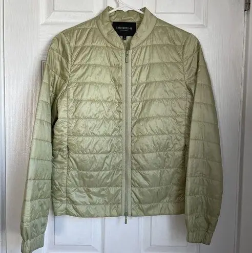 Lafayette 148 New York green puffer zip up jacket modern minimalist