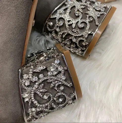 Badgley Mischka Marli Crystal Suede Embellished Boots size 7.5 *FLAWED