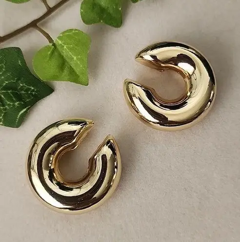 Chunky Gold Steel C Ear Cuff Non Piercing