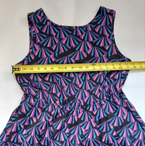 Zeroam pink purple blue black fan print high low dress size L Size L