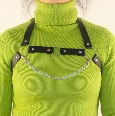 Black Harness Belt Overbust Chain O Rings New