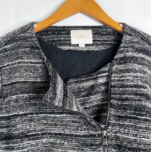 Ann Taylor Loft Gray Woolen Look Side Zip Zip Sleeve Sweater Jacket Size MD Size M