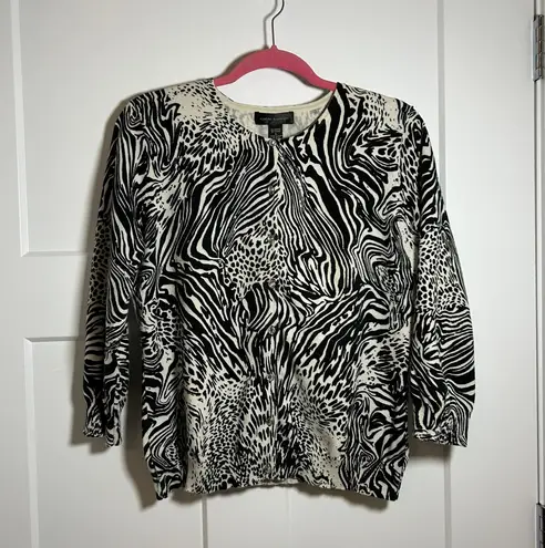 Cable & Gauge Vintage Medium cardigan sweater zebra cheetah print