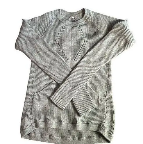 Lululemon  Womens Gray Long-Sleeve Knit Sweater With Pockets and thumb hole No Si