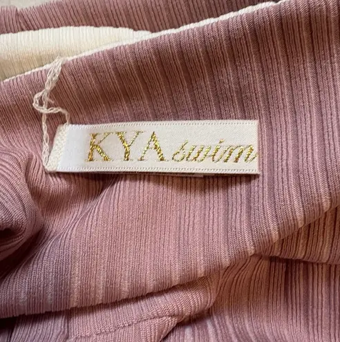 NWT Kya Swim Reversible Ribbed Bikini Top Lola S Revolve Lace Up Soft Girl Boho Pink