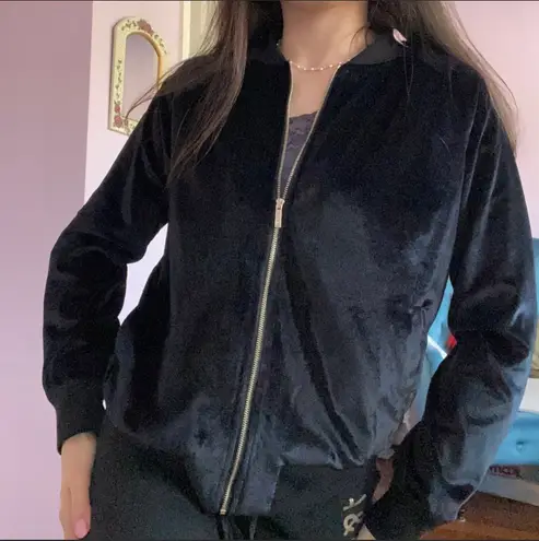 Ivanka Trump NWOT black zip up velvet velour bomber