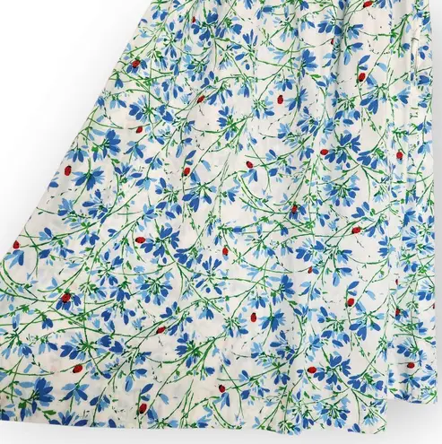 American Vintage Vintage Summit White Ladybug Floral High Waisted A Line Midi Skirt 24