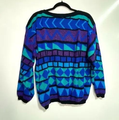 Country Craft Vintage Oversized Geometric Colorful Knit Slit Neck Sweater 44 XL Size undefined