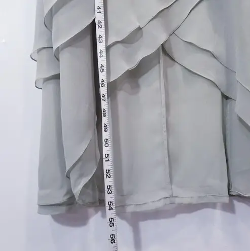 Cameron Blake by Mon Cheri Women size 6P Green Lace Tiered Long Formal Dress