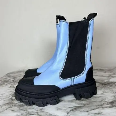 Ganni Placid Blue Mid Chelsea Boots Size EU 36, US 6 NEW