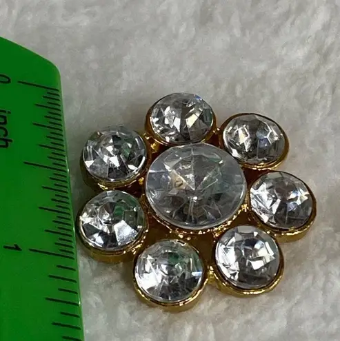 Flower Shape Pin Brooch Jewelry Flower Shape Clear Sets Gold Color Metal Back