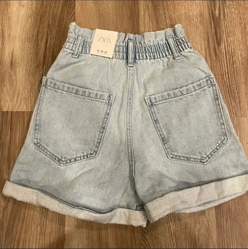 ZARA High Waist Paperbag Jean Shorts