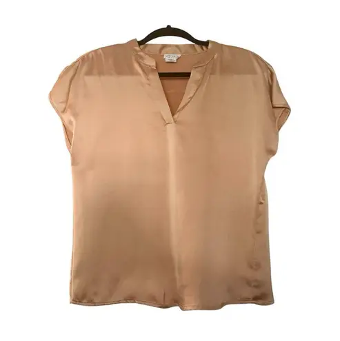 Nicole Miller New York Gold Champagne Satin Blouse Boxy Fit Size Medium