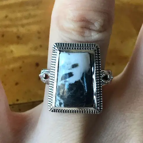 Genuine White Buffalo Turquoise Sterling Silver Ring Size 7