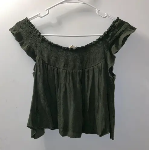 LA Hearts Pacsun Green Off the Shoulder Top